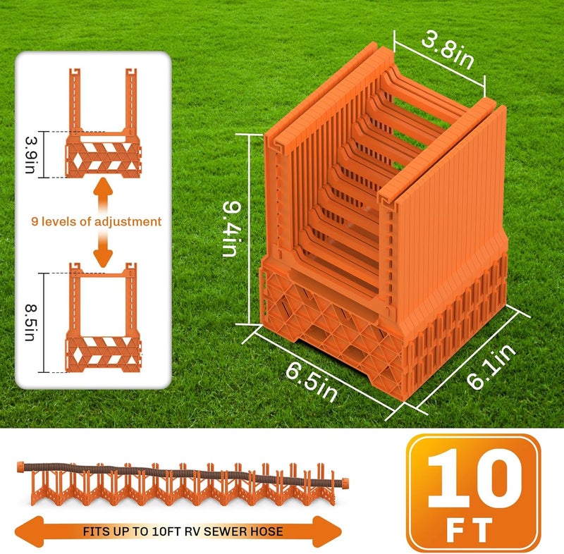 WELLUCK RV Sewer Hose Support 10FT, Blaze Orange RV Sewer Support with Adjustable Height Design, Secure Rubber Band and Carry Strap, Quick Setup and Collapse for Campers Travel Trailers and Motorhome - Image 5